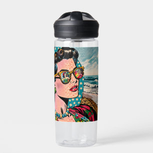 Bouteille D'eau Art de style BD   Femme regardant une danseuse de 