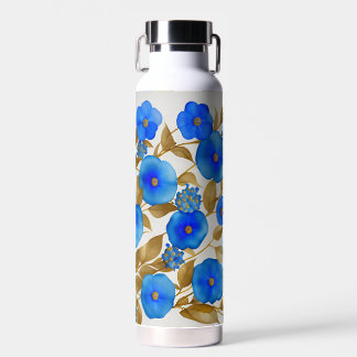 Bouteille D'eau Art généré par IA *Design floral bleu*