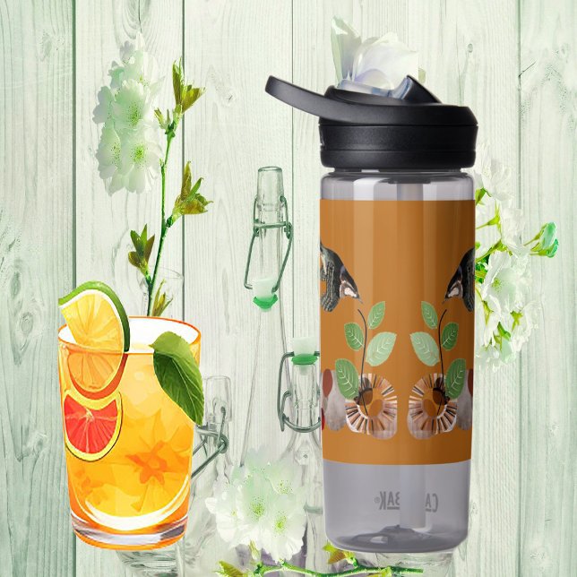 Bouteille D'eau Art moderne Boho Bohème Bohème Nature Verdure (Modern Art Boho Bohemian Birds Nature Greenery Water Bottle)