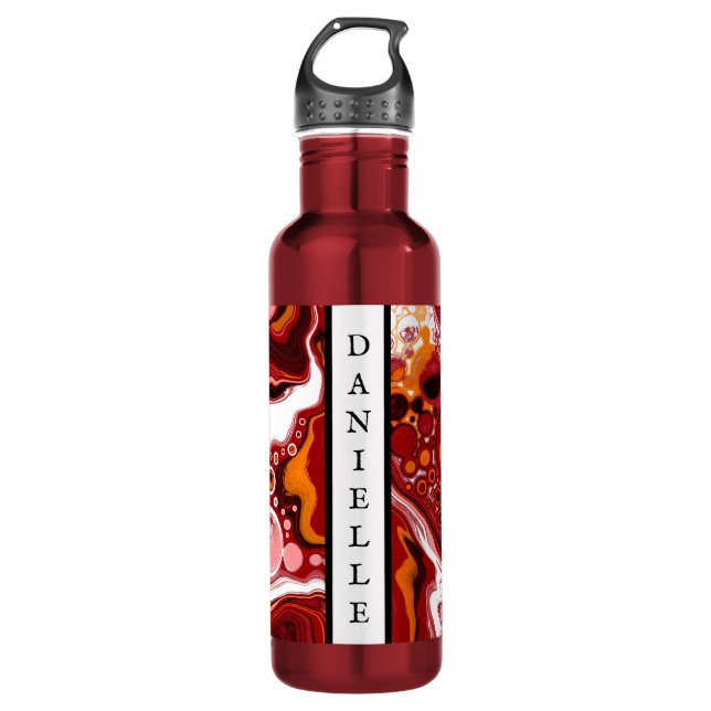 Bouteille D'eau Art numérique Fluide Personnalisé Bourgogne Blanc (Devant)