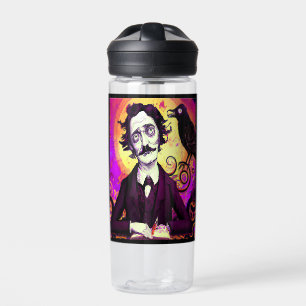 Bouteille D'eau Art numérique Vintage Edgar Allan Poe Raven Carré