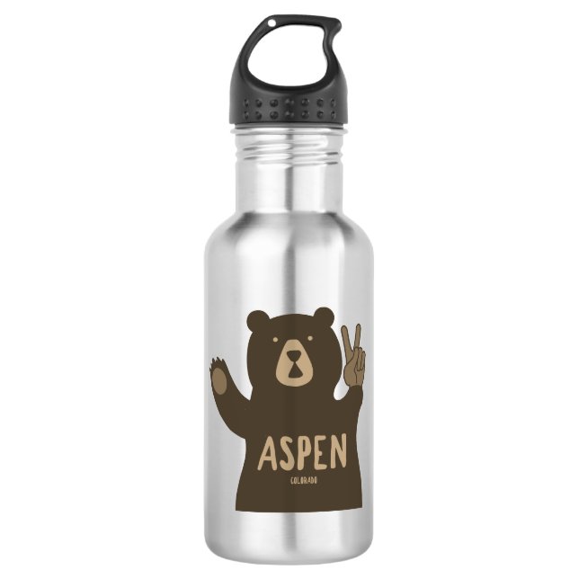 Bouteille D'eau Aspen Colorado Ours de paix (Devant)