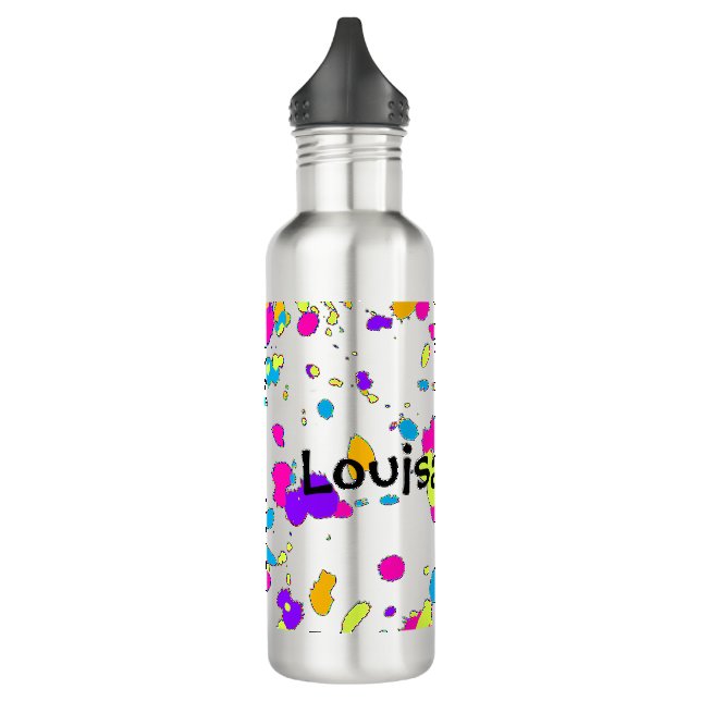 Bouteille d'eau au néon d'éclaboussure de peinture (Gauche)