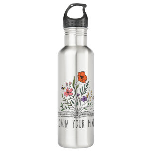Bouteille D'eau Augmentez votre esprit Boho Fleur sauvage et livre