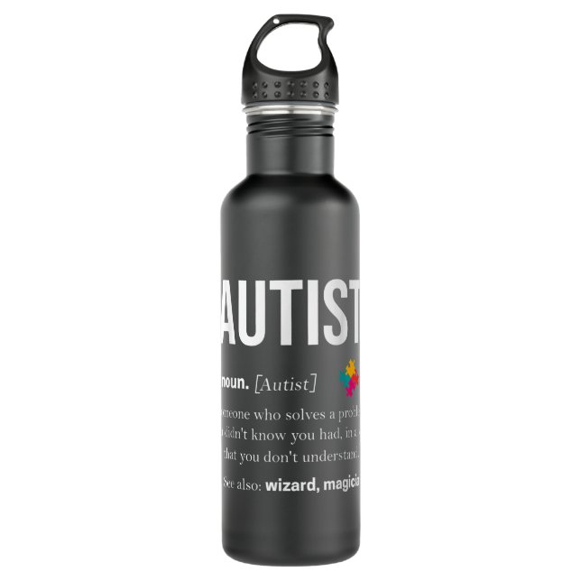 Bouteille D'eau Autisme Autiste Asperger Syndrom Aspie Puzzle Auti (Devant)
