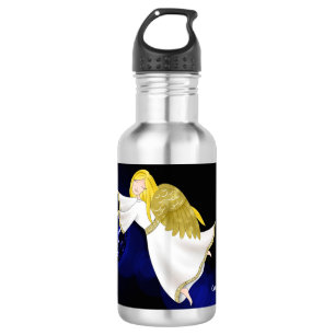 Bouteille d'eau avec ange et décoration