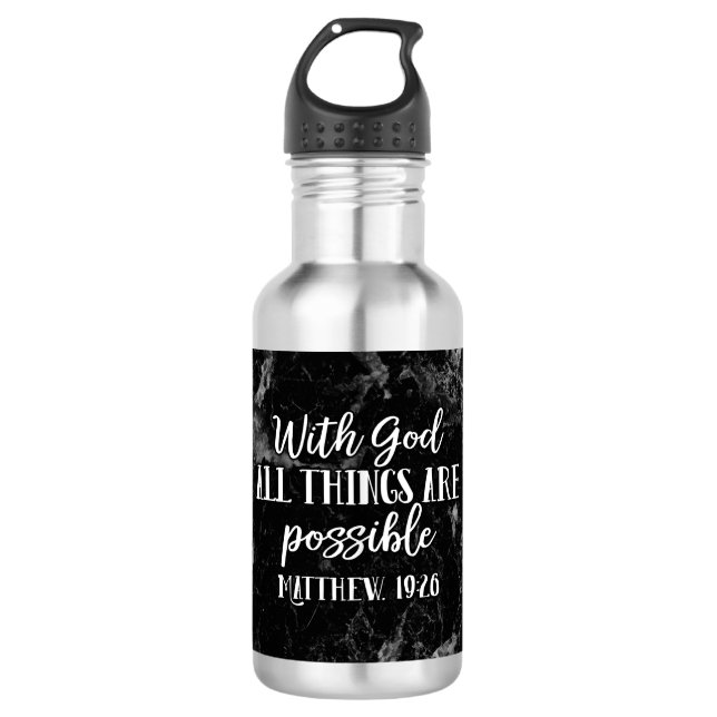 Bouteille D'eau Avec Dieu, toutes les choses sont possibles Bible  (Devant)