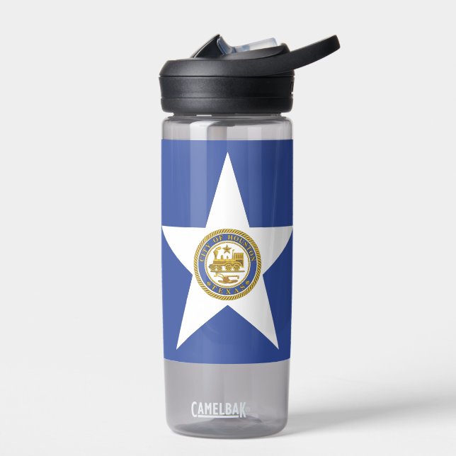 Bouteille d'eau avec drapeau de Houston City, État (Gauche)