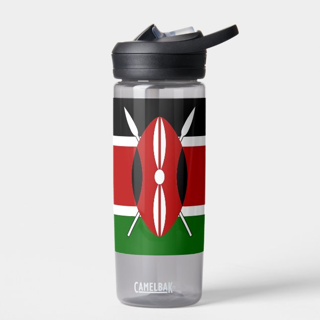 Bouteille d'eau avec drapeau du Kenya (Gauche)