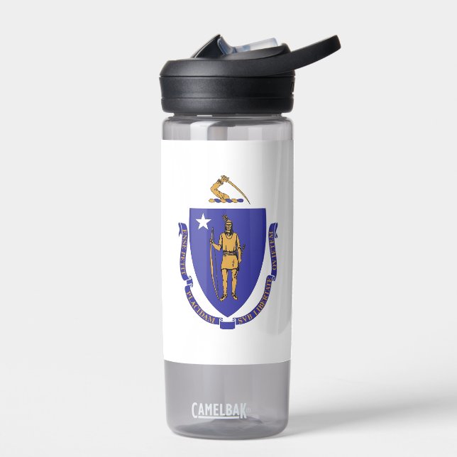 Bouteille d'eau avec drapeau du Massachusetts, Éta (Gauche)