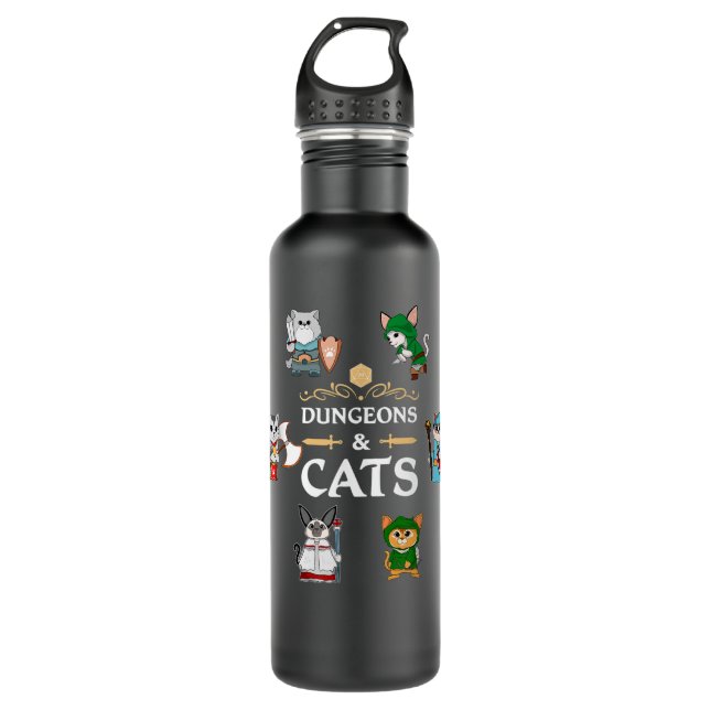 Bouteille D'eau Aventurier Cats RPG D20 Dice RPG Imaginaire Rolepl (Devant)