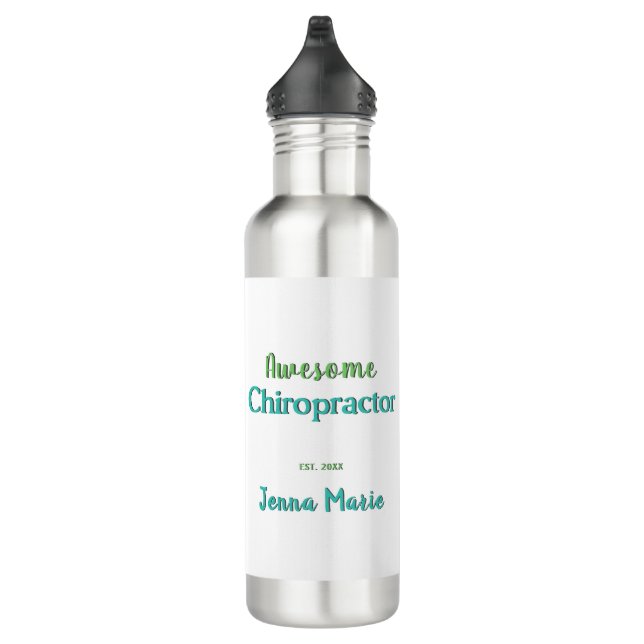 Bouteille D'eau Awesome Chiropraticien Vert Texte Turquoise (Droite)
