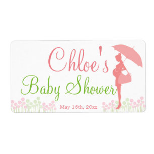 Bouteille d'eau Baby shower en silhouette rose