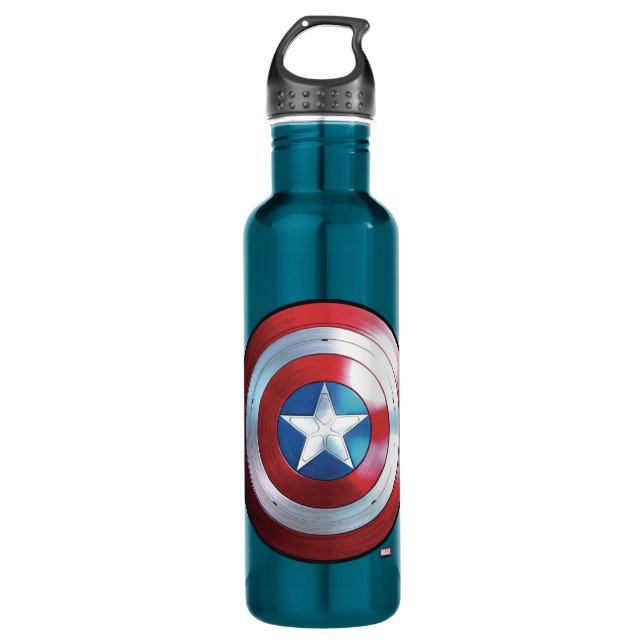 Bouteille D'eau Badge Captain America Shield (Devant)