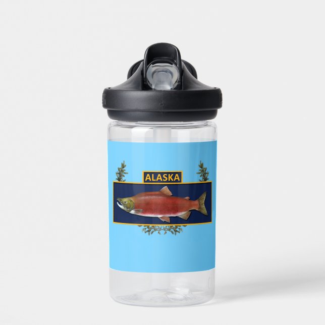 Bouteille D'eau Badge du pêcheur de combat de l'Alaska (Avant)