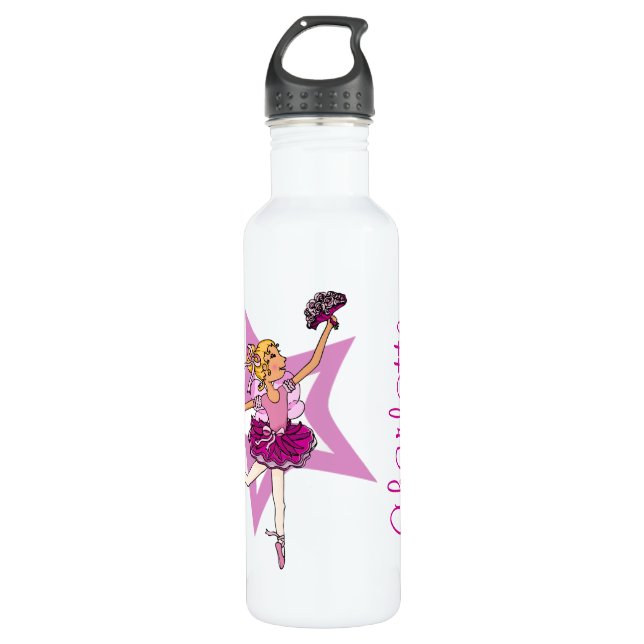 Bouteille D'eau Ballerina ballet fille danseuse nom personnalisé (Devant)