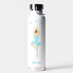 Bouteille D'eau Ballet Dancer et étoiles en blanc