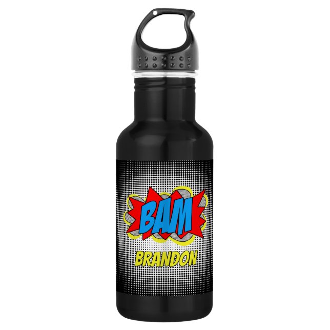 Bouteille D'eau BAM personnalisable de la bande dessinée Pop Art!  (Devant)