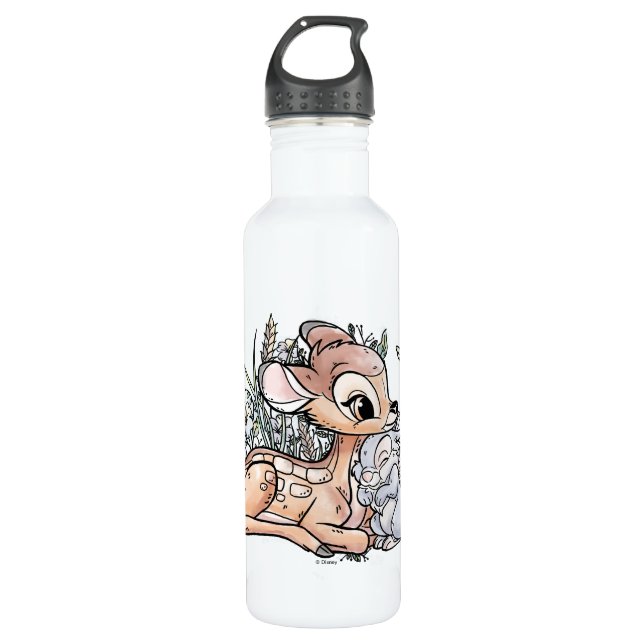 Bouteille D'eau Bambi & Thumper Assis Dans Les Fleurs (Devant)