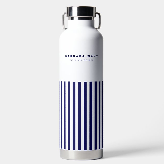 Bouteille D'eau Bande Nautique Marine Bleu tendance Simple élégant (Avant)
