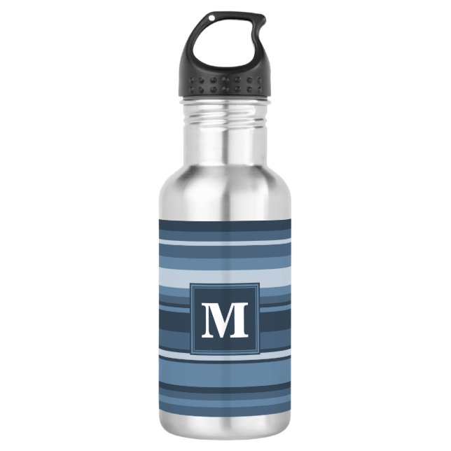 Bouteille D'eau Bandes gris monogramme (Devant)