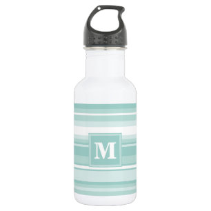 Bouteille D'eau Bandes vertes de menthe monogramme