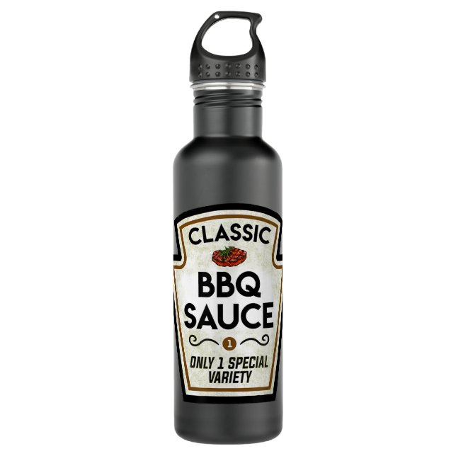 Bouteille D'eau Barbecue BBQ Sauce Étiquette Halloween Corresponda (Devant)