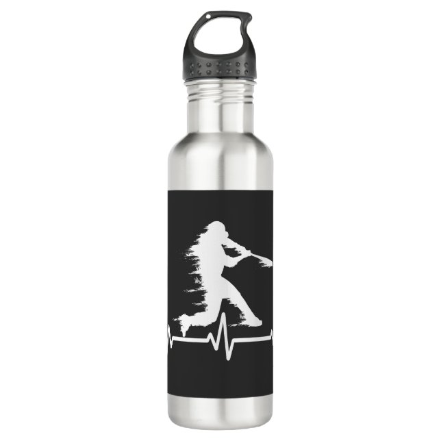 Bouteille D'eau Baseball Heartbeat amusants joueurs de baseball (Devant)