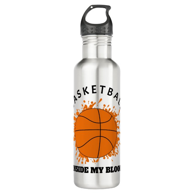 Bouteille D'eau Basket-ball dans mon sang (Devant)