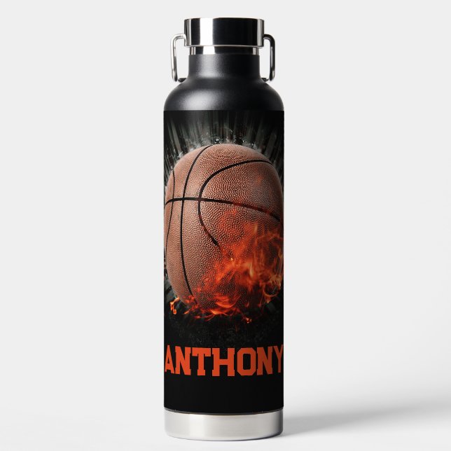 Bouteille D'eau Basket flamboyant avec nom (Avant)