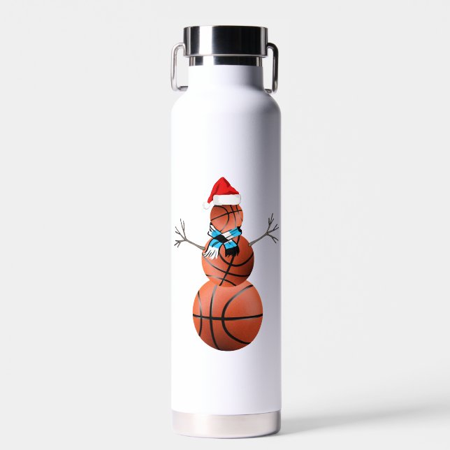 Bouteille D'eau Basketball Christmas Snowman (Avant)