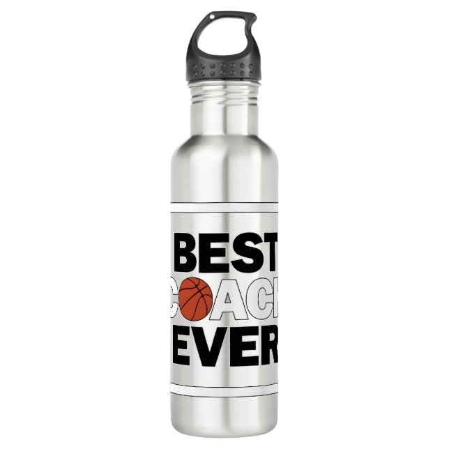 Bouteille D'eau Basketball Meilleur Entraîneur De Sports Toujours  (Devant)
