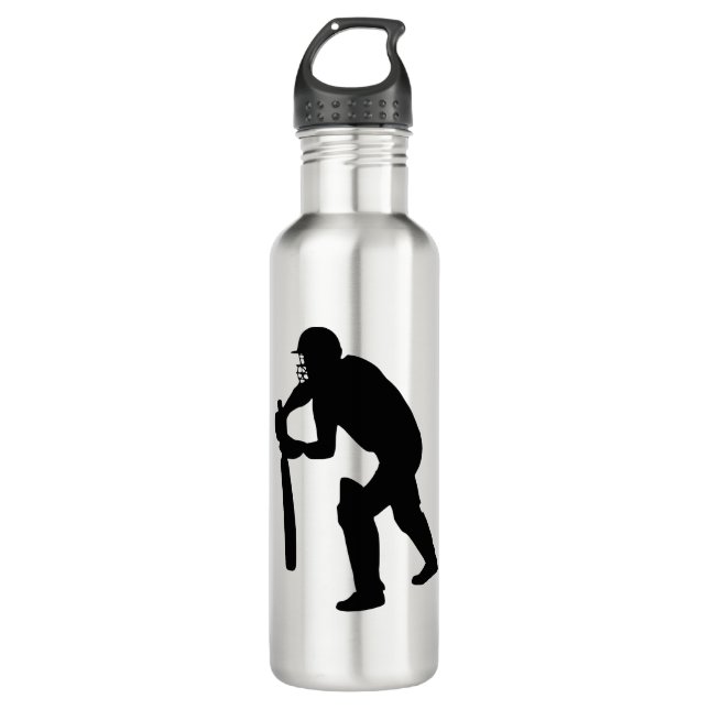 Bouteille D'eau batman de cricket, silhouette du joueur (Devant)