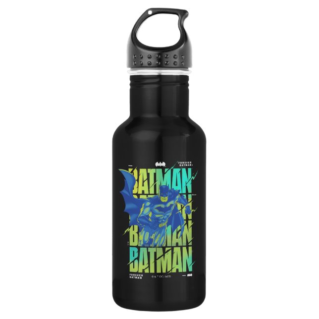Bouteille D'eau Batman Électrique Qui Traverse La Typographie (Devant)