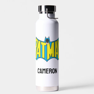 Bouteille D'eau Batman   Logo Vintage bleu jaune   Ajouter Votre N
