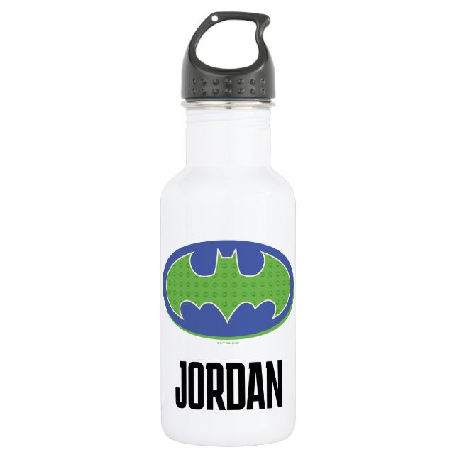 Bouteille D'eau Batman | Symbole pourpre et vert (Devant)