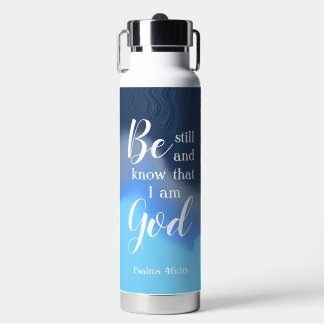 Bouteille D'eau Be Still And Know | Modern Blue Swirl Personalized