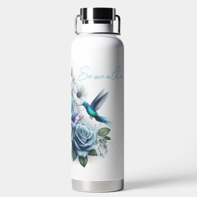 Bouteille D'eau Beaux Roses, marguerites et colibris (Plage)