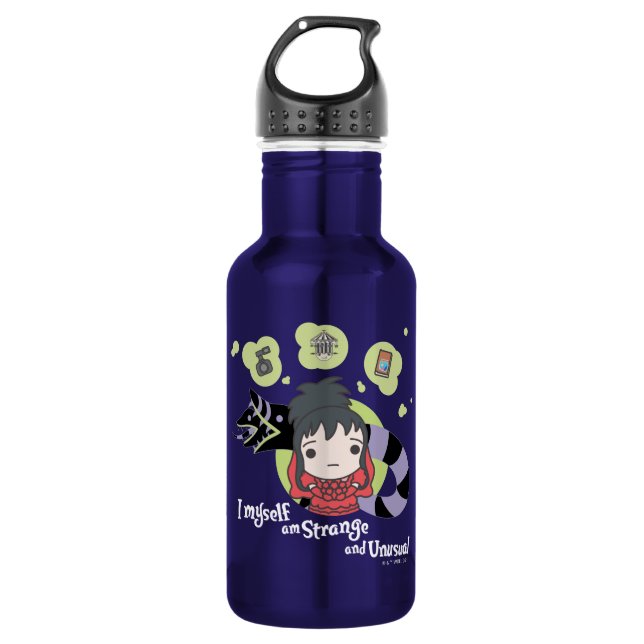 Bouteille D'eau Beetlejus | Chibi Lydia "Étrange et inhabituel" (Devant)