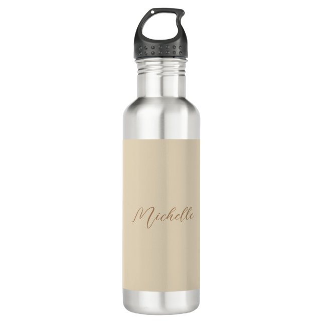 Bouteille D'eau Beige Classic Professional Nom manuscrit (Devant)