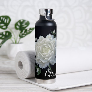 Bouteille D'eau Belle Fleur blanche avec nom