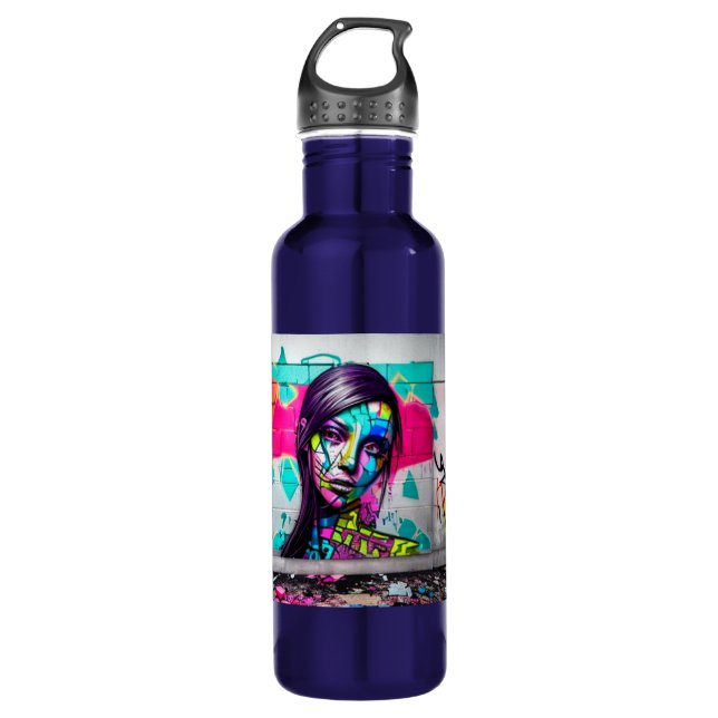 Bouteille D'eau Belle Graffiti Art Woman sur (Devant)