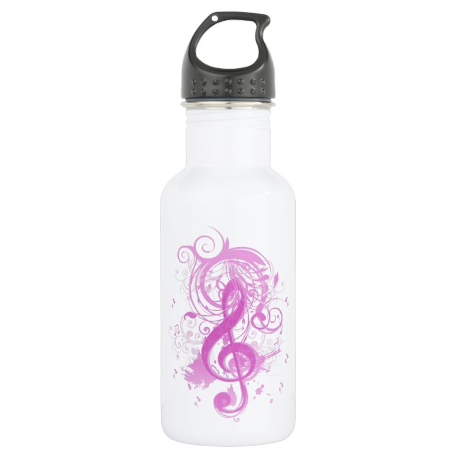 Bouteille D'eau Belles notes de musique cool avec des tourbillons (Devant)