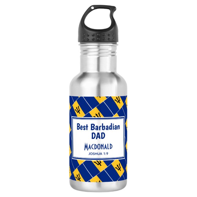 Bouteille D'eau BEST BARBADIAN Barbade Drapeau Customisé (Devant)
