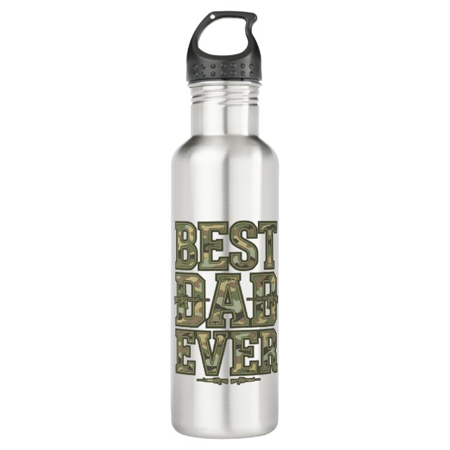 Bouteille D'eau Best Dad Ever Camo Vintage Engraving Design_1 (Devant)