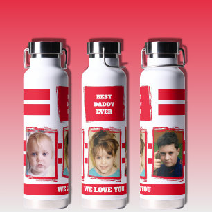 Bouteille D'eau Best daddy ever 3 photos vous aimez blanc rouge