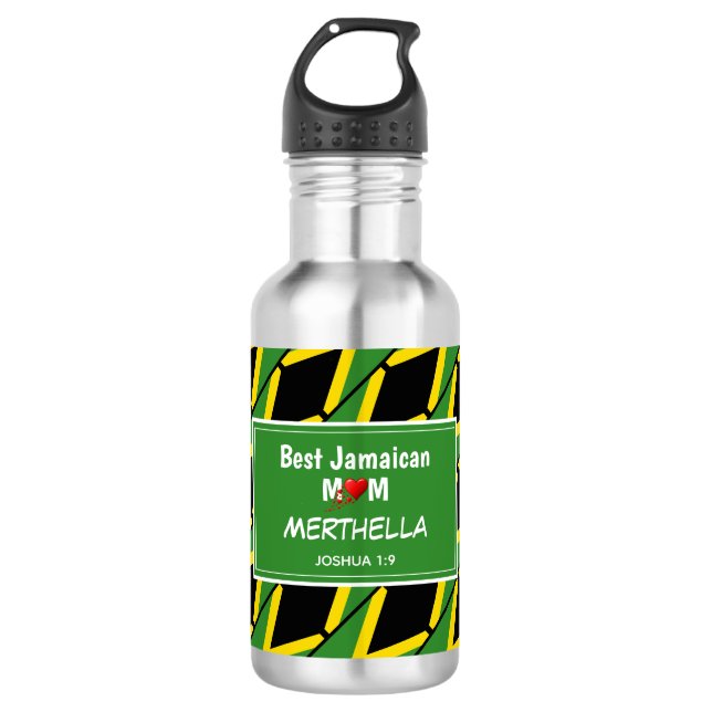 Bouteille D'eau BEST JAMAÏCAIN MOM Jamaïque Drapeau personnalisé (Devant)