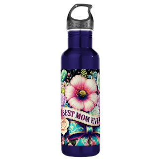 Bouteille D'eau Best Mom Ever Floral Water Bottle – Vintage Roses 