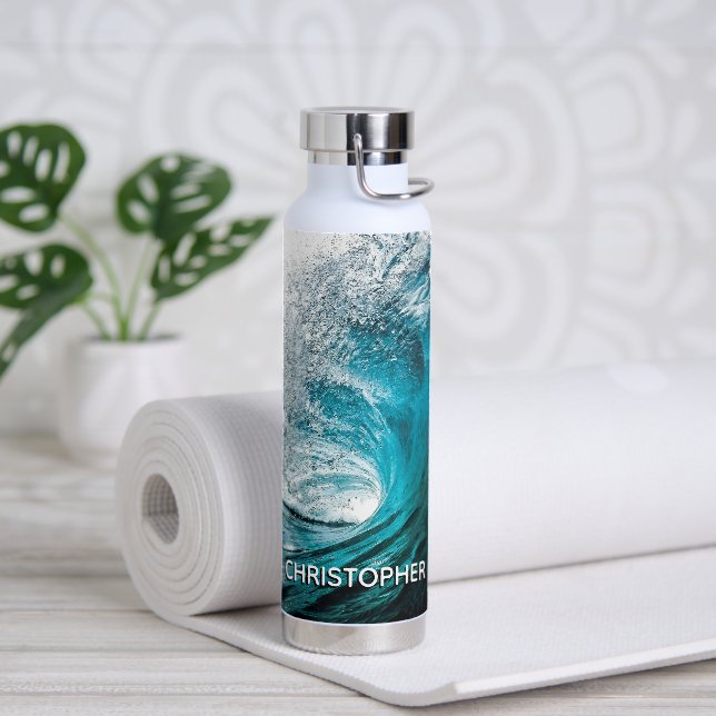 Bouteille D'eau Big Ocean Wave Splash pour ajouter votre nom (Yoga)