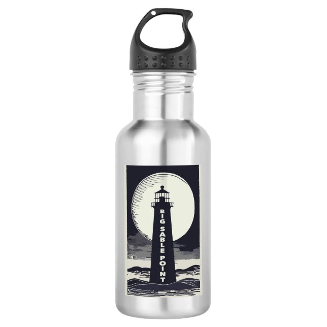 Bouteille D'eau Big Sable Point Michigan Lighthouse Moon (Devant)